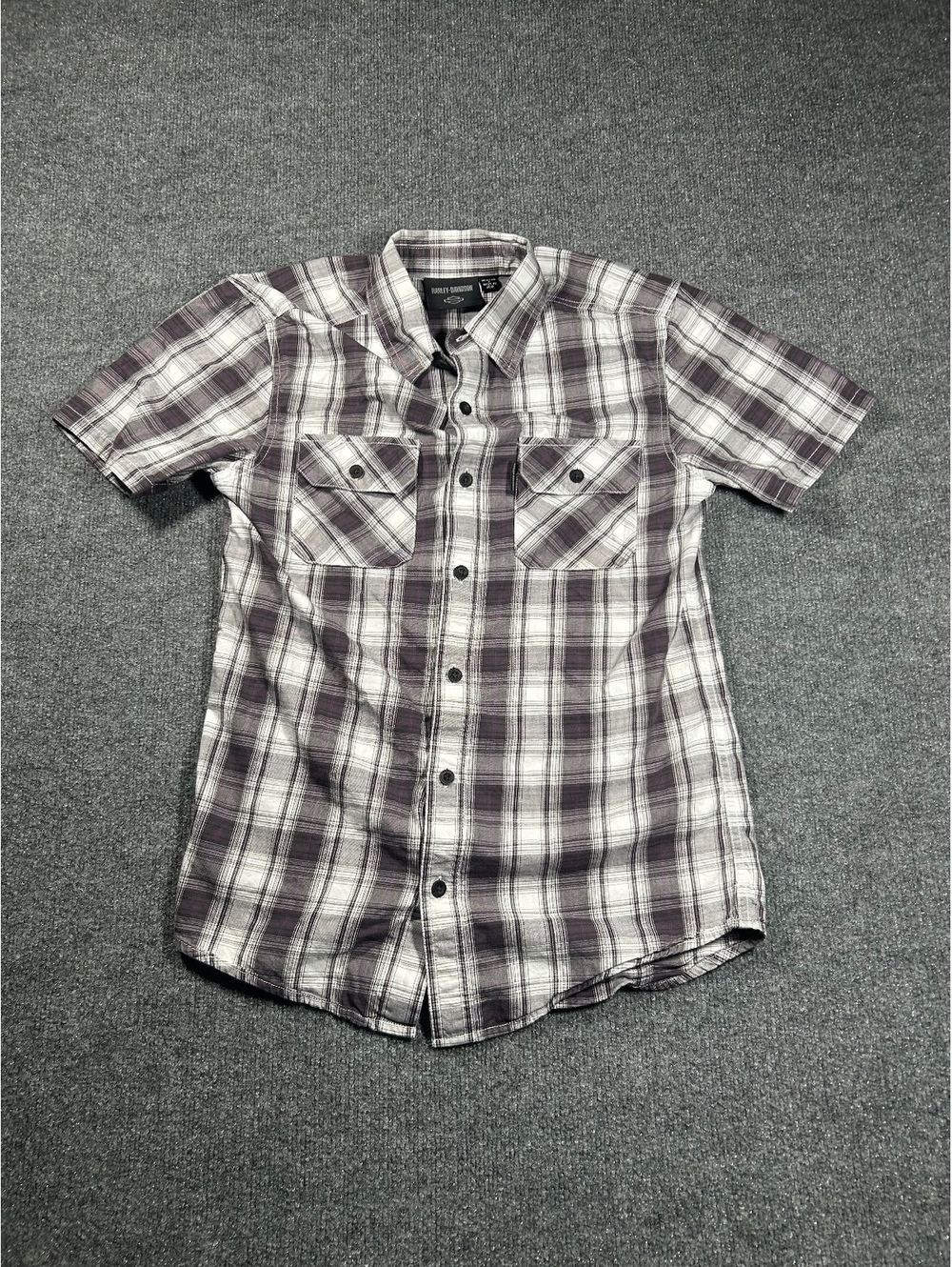 Harley-Davidson Men's Short Sleeve Plaid Button-Up Shirt